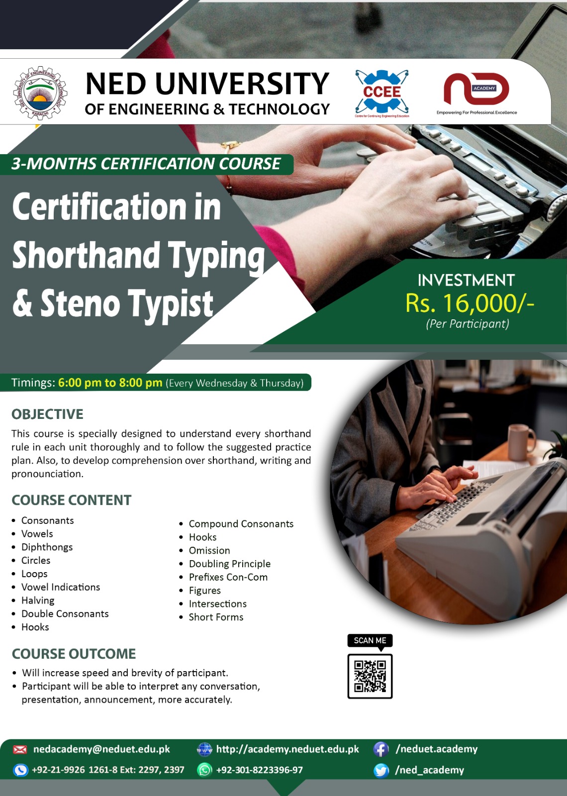 Certification Shorthand Typing & Steno Typist NED Academy CCEE CMPP